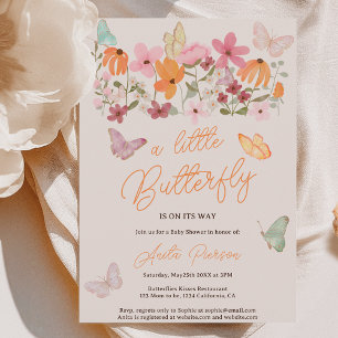 Schattigee boho wildflower kleine vlinder baby sho kaart