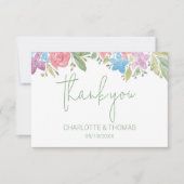 Schattigee Boho Wildflowers Waterverf Handgeschild Bedankkaart (Voorkant)