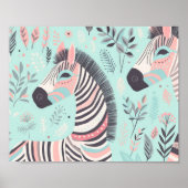 Schattigee Boho Zebra Dierensafari Baby Room Wall  Poster (Voorkant)