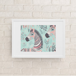 Schattigee Boho Zebra Dierensafari Baby Room Wall  Poster