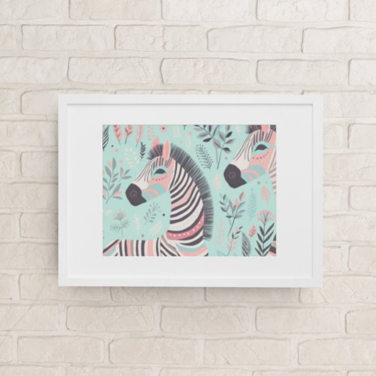 Schattigee Boho Zebra Dierensafari Baby Room Wall  Poster