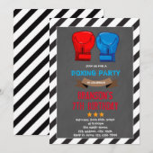 Schattigee boksen partij uitnodiging (Voorkant / Achterkant)