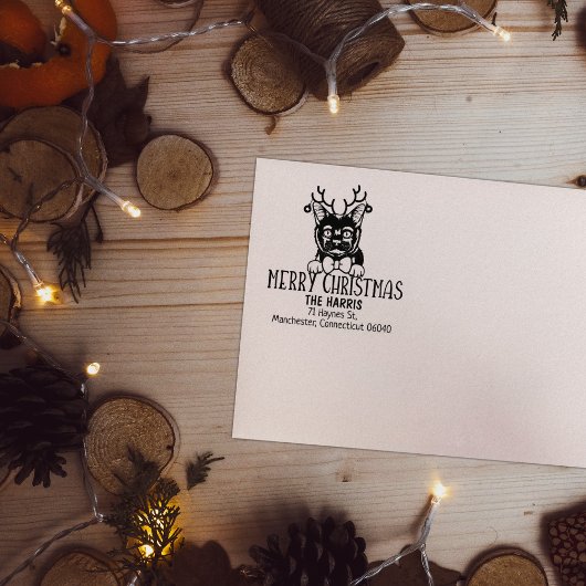 Schattigee Bombay Cat Retouradres Kerst Rubberstempel
