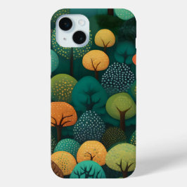 Schattigee bomen digitale kunst iPhone 15 mini hoesje