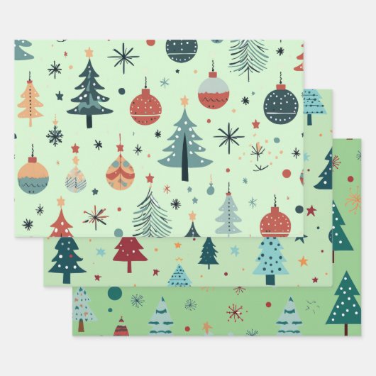 Schattigee Bomen Kerstvakantie Winter Coördinatie Inpakpapier Vel (Set)