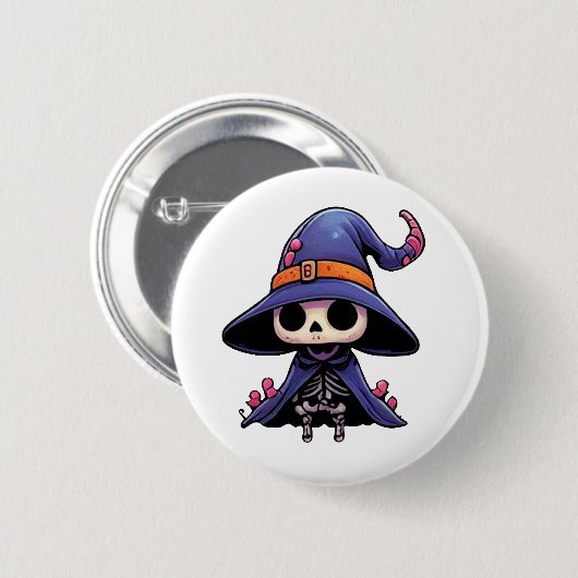 Schattigee Bone Witch Button - Gotische Kawaii Pin (Voorkant /achterkant)