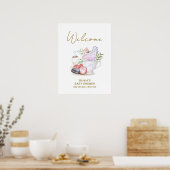 Schattigee Bonjour Macarons Melkthee Baby shower W Poster (Keuken)