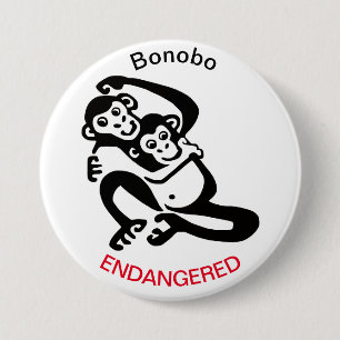 Schattigee BONOBO- Bedreigde dierenkaart - Afrika- Ronde Button 7,6 Cm