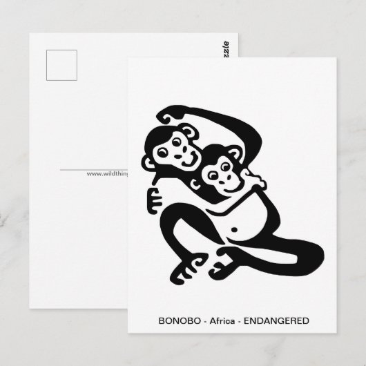 Schattigee BONOBO - Chimpansee - Primaat - Aap - Briefkaart (Voorkant / Achterkant)