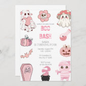 Schattigee Boo Bash Part Roze Verjaardag Kaart (Voorkant / Achterkant)