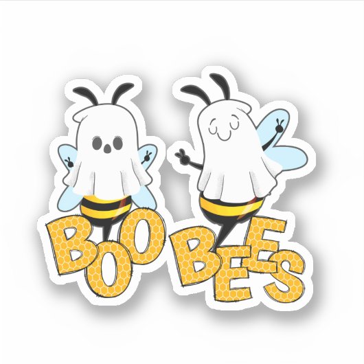 Schattigee Boo Bijen Grappig Halloween Contour Cus Sticker (Voorkant)