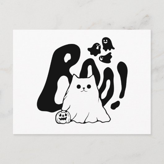 Schattigee Boo Cat Halloween Feestdagenkaart (Voorkant)