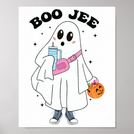 Schattigee Boo Ghost Grappig Halloween Kostuum Boo Poster (Voorkant)