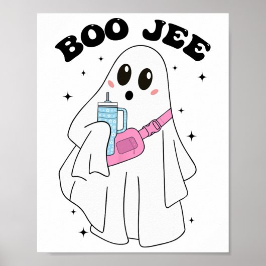 Schattigee Boo Ghost Grappig Halloween Kostuum Boo Poster (Voorkant)