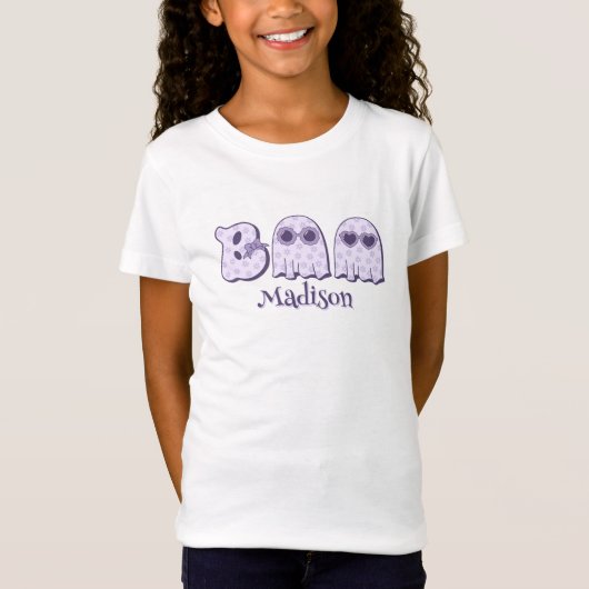 Schattigee Boo Ghost Halloween aangepaste naam of  T-shirt (Voorkant)