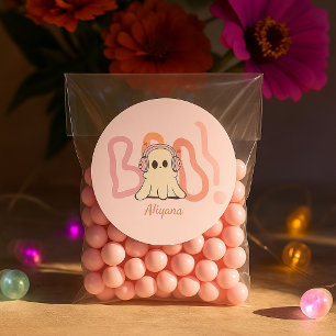 Schattigee Boo Ghost Kleurrijke Halloween Ronde Sticker