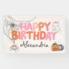 Schattigee Boo Ghost Roze Verjaardagsfeestje Meisj Spandoek