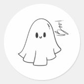 Schattigee Boo Halloween Geïllustreerde Ghost Clas Ronde Sticker (Voorkant)