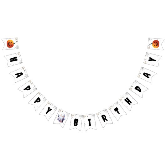 Schattigee Boo Halloween Ghost Boy Happy Birthday Vlaggetjes (Alle)