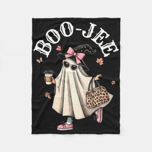 Schattigee Boo Jee Ghost Halloween Leopard Ghost C Fleece Deken (Voorkant)