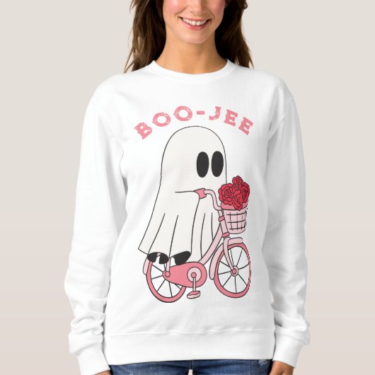 Schattigee Boo-Jee Ghost op de fiets Halloween Trui (Voorkant)