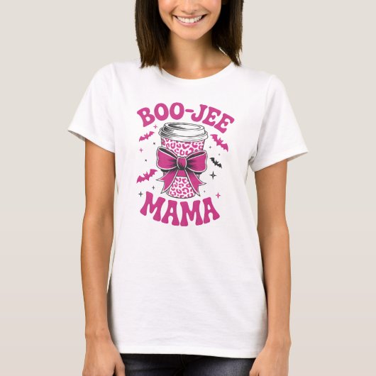 Schattigee Boo-Jee Mama Pink Cup met vleermuizen e T-shirt (Voorkant)