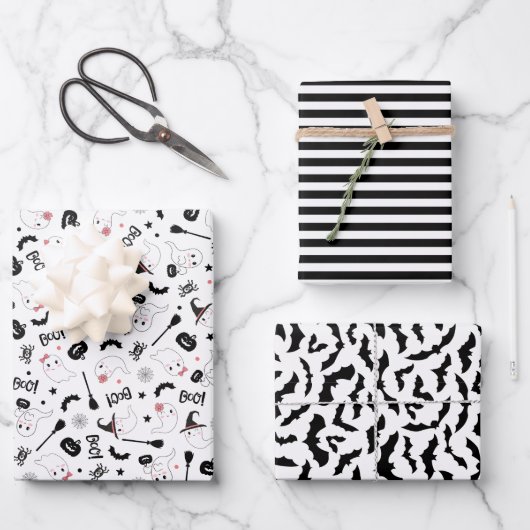 Schattigee Boo Spooky Ghost Halloween Pink Girl Inpakpapier Vel (Voorkant)