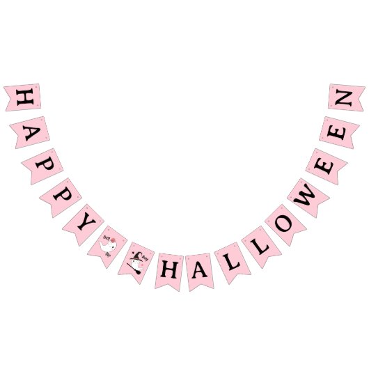 Schattigee Boo Spooky Ghost Halloween Pink Girl Vlaggetjes (Alle)