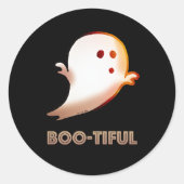 Schattigee Boo-tiful Halloween Ghost Art Ronde Sticker (Voorkant)