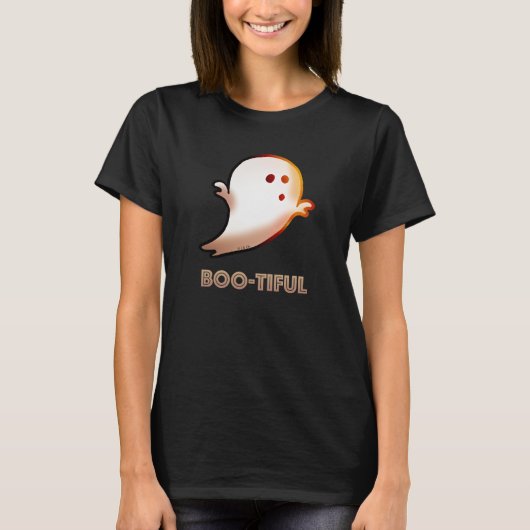 Schattigee Boo-tiful Halloween Ghost Art T-shirt (Voorkant)