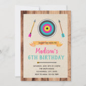 Schattigee boogschieten thema meisje uitnodiging (Voorkant)