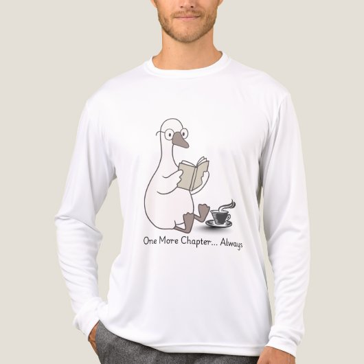 Schattigee Bookish Duck Reading met Coffee T shirt (Voorkant volledig)