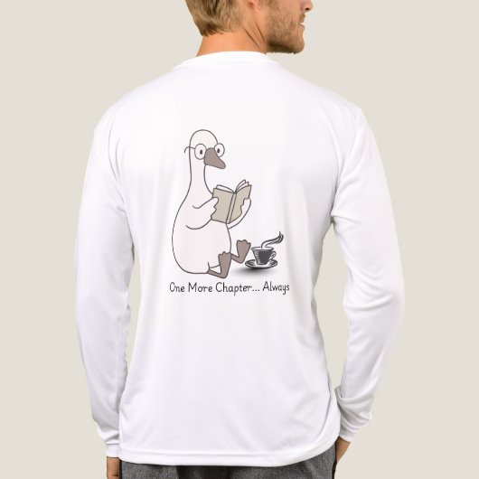 Schattigee Bookish Duck Reading met Coffee T shirt (Achterkant)