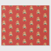 Schattigee Bookish Gingerbread Man Wrapping Paper Cadeaupapier (Vlak)