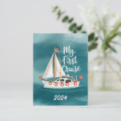Schattigee boot - Mijn eerste cruise - Custom Feestdagenkaart (Staand voorkant)