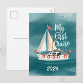 Schattigee boot - Mijn eerste cruise - Custom Feestdagenkaart (Voorkant / Achterkant)