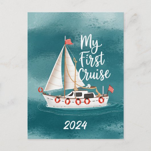 Schattigee boot - Mijn eerste cruise - Custom Feestdagenkaart (Voorkant)
