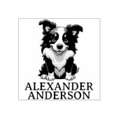Schattigee Border Collie Cartoon personaliseren Rubberstempel (Afrduk)