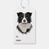 Schattigee Border Collie Cartoon Puppy Hondenliefh Cadeaulabel (Voorkant)