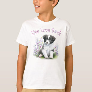 Schattigee Border Collie Dog Floral T-shirt