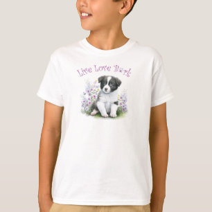 Schattigee Border Collie Dog Floral T-shirt