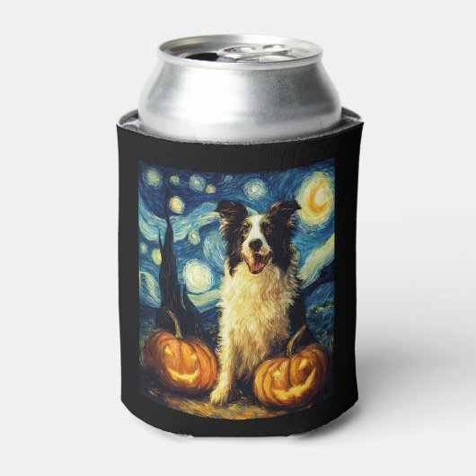 Schattigee Border Collie Dog Halloween Jack O Lant Blikjeskoeler (Blikje Voorkant)