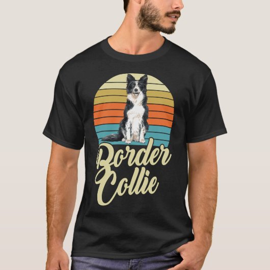 Schattigee Border Collie Dog  Retro T-shirt (Voorkant)