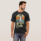 Schattigee Border Collie Dog  Retro T-shirt (Voorkant volledig)