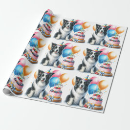 Schattigee Border Collie Happy Birthday Wrapping P Cadeaupapier