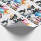 Schattigee Border Collie Happy Birthday Wrapping P Cadeaupapier (Hoek)