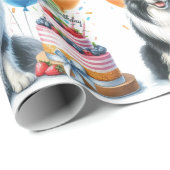 Schattigee Border Collie Happy Birthday Wrapping P Cadeaupapier (Rol Hoek)