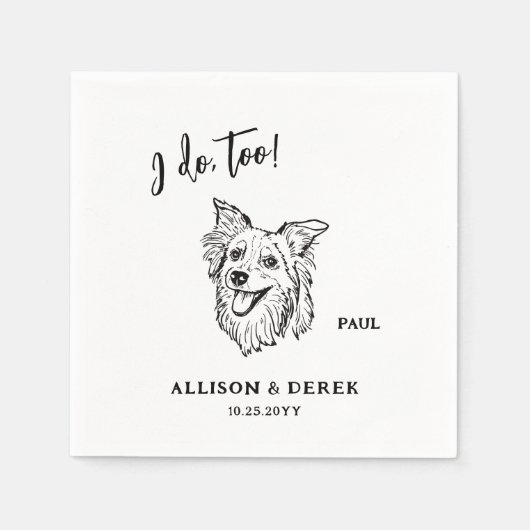 Schattigee Border Collie Hond bruiloft Servet (Voorkant)