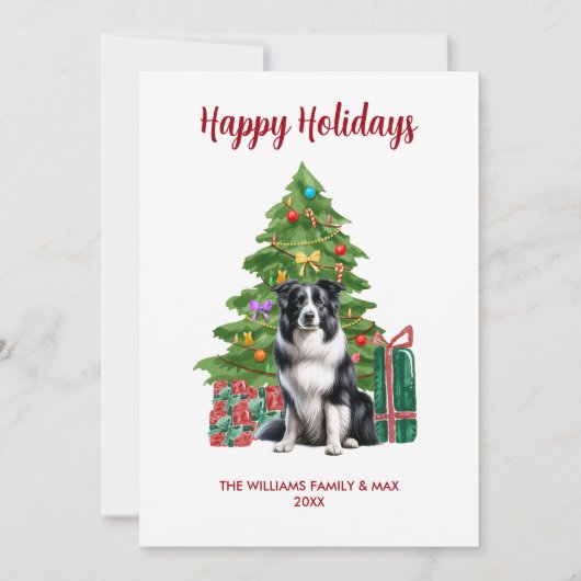 Schattigee Border Collie Hondenfamilie Kerstmis Feestdagenkaart (Voorkant)