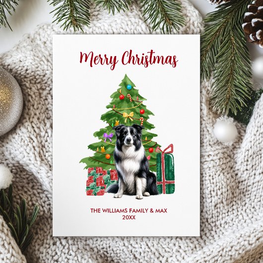 Schattigee Border Collie Hondenfamilie Kerstmis Feestdagenkaart